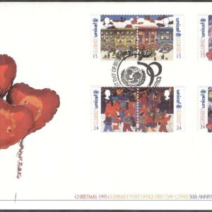 Guernsey – FDC 1995-11-16 – Jul 1994 – FN UNICEF 50 år – Barn, 4 st par kpl