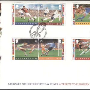 Guernsey – FDC 1996-04-25 – EM i Fotboll i England 1996, 4 st par kpl