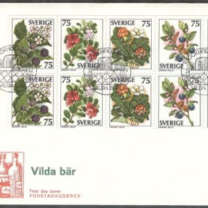 Sverige – FDC 1977-09-08 – Vilda bär, HBL kpl Vinjett 1