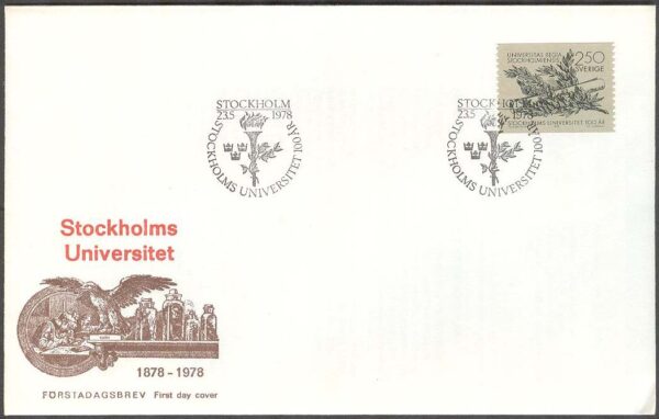 Sverige - FDC 1978-05-23 - Stockholms Universitet 100 år, 1 kpl Vinjett 1
