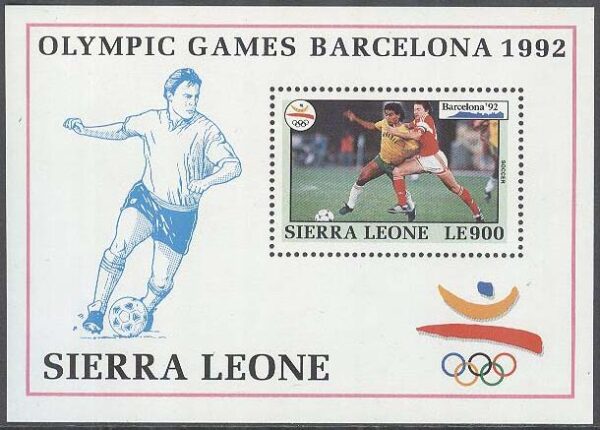Sierra Leone - M BL 198 OS i Barcelona & Albertville 1992 Fotboll, Block **