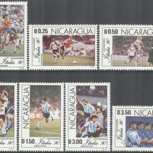 Nicaragua – M 3039-3045 VM i Fotboll i Italien 1990 III bla Maradona, 7 kpl **