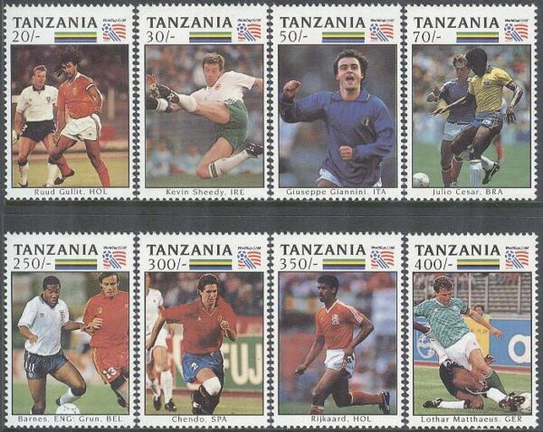 Tanzania - M 1806-1813 VM i Fotboll i USA 1994 bla Ruud Gullit, 8 kpl **
