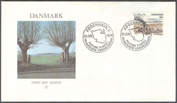 Danmark - FDC 1974-06-20 - Motiv från ön Fyn, 5 kpl Vinjett 2-6