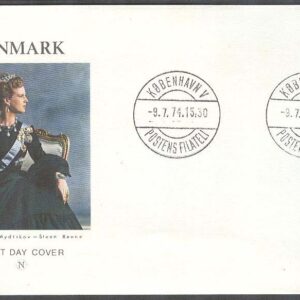 Danmark – FDC 1974-07-09 – Drottning Margrethe. Typ I, 1 kpl Vinjett 2