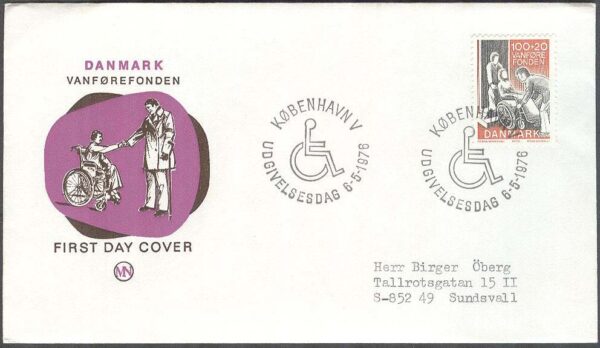 Danmark - FDC 1976-05-06 - För Vanförefonden, 1 kpl Vinjett 1 Adressat