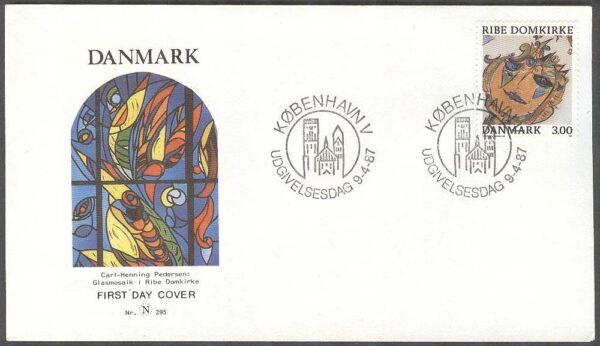 Danmark - FDC 1987-04-09 - Ribe Domkyrka, 3 kpl Vinjett 3-5