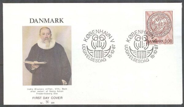 Danmark - FDC 1987-10-15 - Inre Mission, 1 kpl Vinjett 2