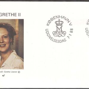 Danmark – FDC 1988-01-07 – Drottning Margrethe. Typ I, 4 kpl Vinjett 6