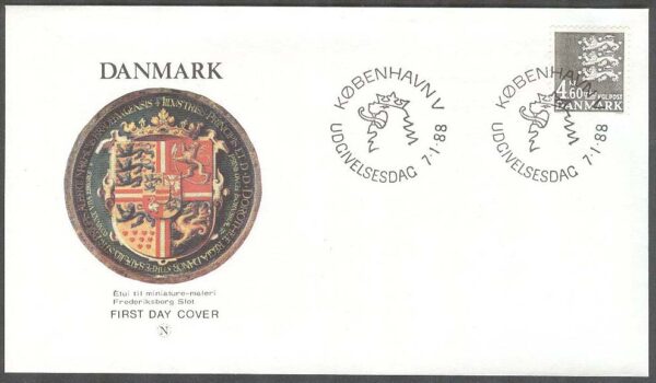 Danmark - FDC 1988-01-07 - Lilla riksvapnet, 4 kpl Vinjett 2