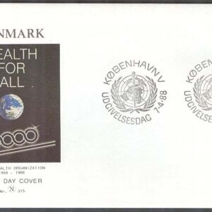 Danmark – FDC 1988-04-07 – WHO 40 år, 1 kpl Vinjett 2