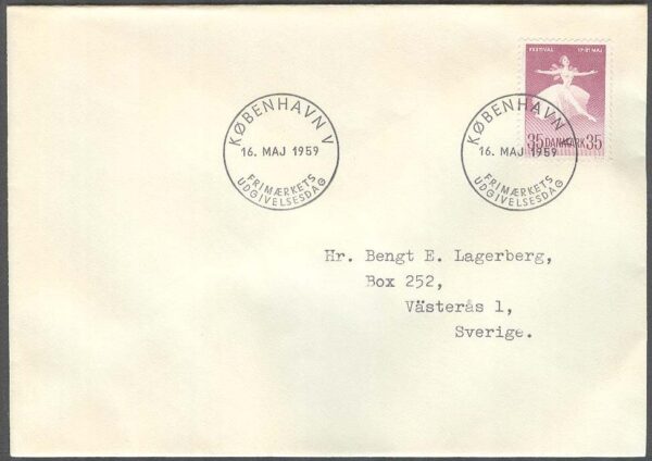 Danmark - FDC 1959-05-16 - Köpenhamnsfestivalerna, 1 kpl Adressat