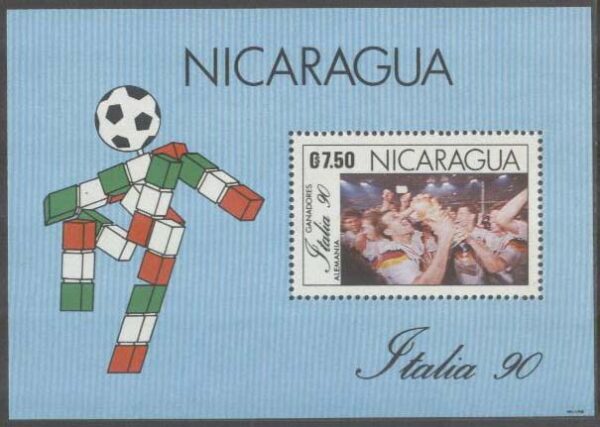 Nicaragua - M BL 194 VM i Fotboll i Italien 1990 III Tyskland vinnare, Block **