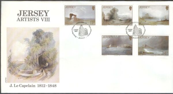 Jersey - FDC 1987-11-03 - Jul 1987 - J Le Capelain - Konst, 5 kpl