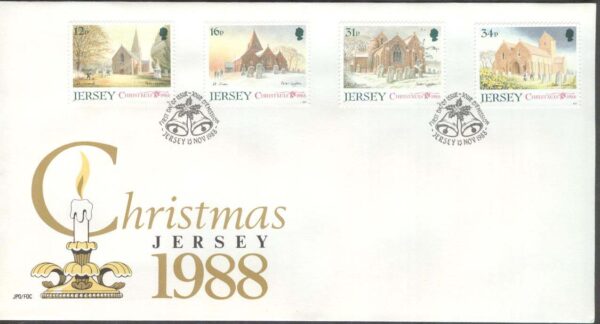 Jersey - FDC 1988-11-15 - Jul 1988 - Kyrkor, 4 kpl