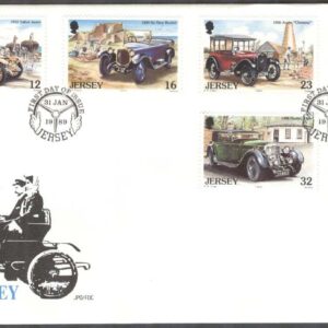 Jersey – FDC 1989-01-31 – Gamla Bilar I bla Austin 7, 6 kpl