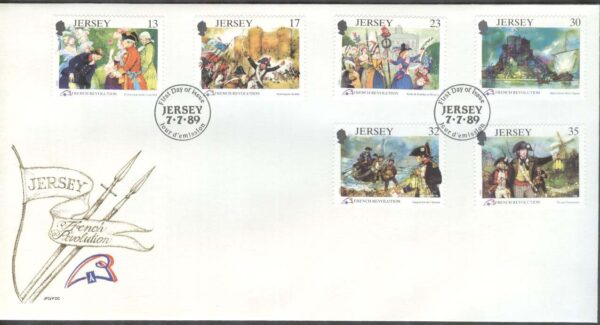 Jersey - FDC 1989-07-07 - Franska revolutionen 200 år - Uniformer, 6 kpl
