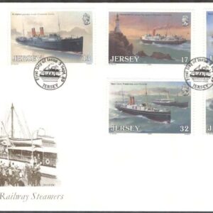 Jersey – FDC 1989-09-05 – Sjöfartslinjen Weymouth-Kanalöarna 100 år – Fartyg, 5 kpl