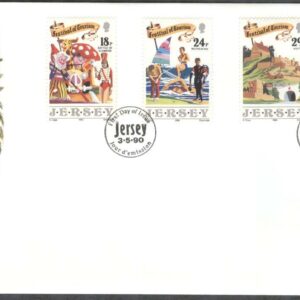 Jersey – FDC 1990-05-03 – Turistfrimärken bla Golf & Vattensport, 4 kpl