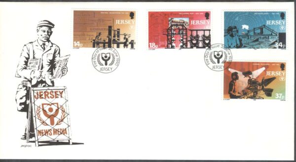Jersey - FDC 1990-06-26 - Press - Radio - TV på Jersey, 4 kpl