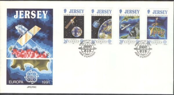 Jersey - FDC 1991-03-19 - Europa CEPT 1991 Europa i Rymdåldern, 4 kpl