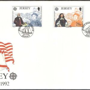 Jersey – FDC 1992-04-14 – Europa CEPT 1992 Amerika 500 år, 3 kpl