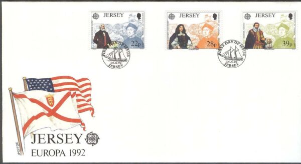 Jersey - FDC 1992-04-14 - Europa CEPT 1992 Amerika 500 år, 3 kpl