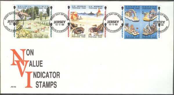 Jersey - FDC 1993-01-11 - Motiv från Jersey, 3 st 4-Block 12 kpl