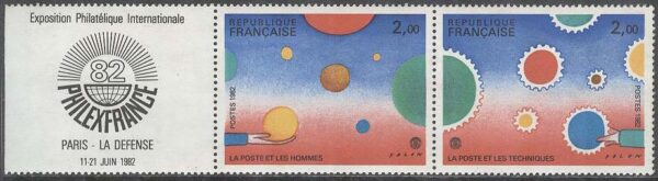 Frankrike - M 2321-2322 + Zf Internat Frim. Utställ PHILEXFRANCE 82, 3-strip**