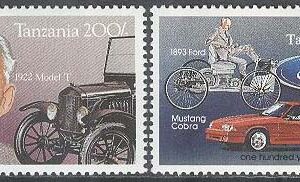 Tanzania – M 1753, 1756 Bilar – Benz Bilar 100 år – Ford Mustang Cobra, 2 olika **