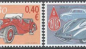 Slovakien – M  664-665 Tekniska minnen X – Gamla Bilar bla Aero 30 1934, 2 kpl **