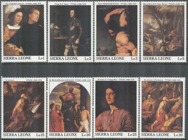 Sierra Leone - M 1112-1119 Tizian 500 år - Italiensk konstnär, 8 kpl **
