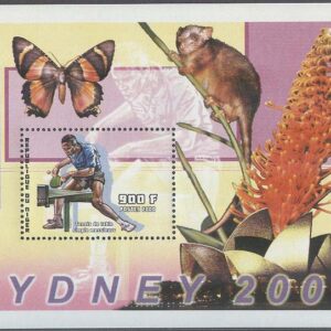 Niger – M BL 129 OS i Sydney 2000 Bordtennis Herrar – Fjäril – Djur, Block **