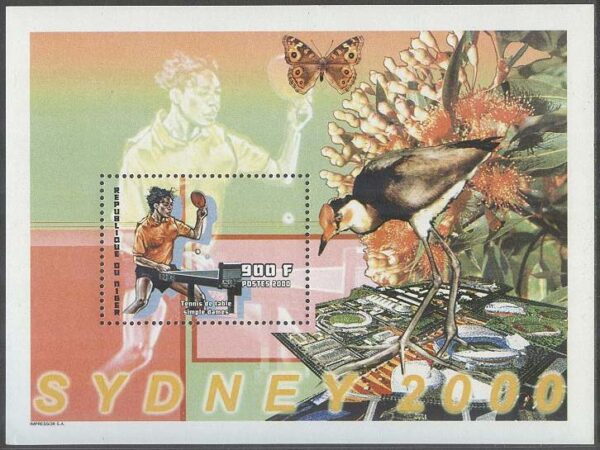 Niger - M BL 131 OS i Sydney 2000 Bordtennis Damer - Fjäril - Fågel, Block **