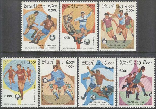 Laos - M  882-888 VM i Fotboll i Mexiko 1986, 7 kpl **