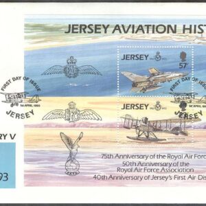 Jersey – FDC 1993-04-01 – Flyg, Royal Air Force RAF 75 år – Flygplan, Block