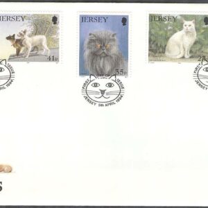 Jersey – FDC 1994-04-05 – Katter I bla Maine-Coon & Perser, 5 kpl