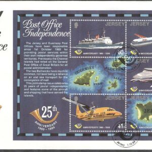 Jersey – FDC 1994-10-01 – Flyg – Båt – Helikopter – Posten 25 år, Block