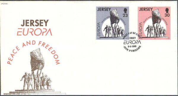 Jersey - FDC 1995-05-09 - Europa CEPT 1995 Fred & Frihet, 2 kpl