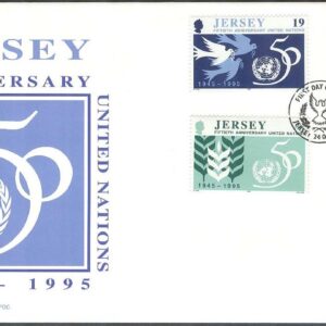 Jersey – FDC 1995-10-24 – FN 50 år – Jubileumsemblem, 4 kpl