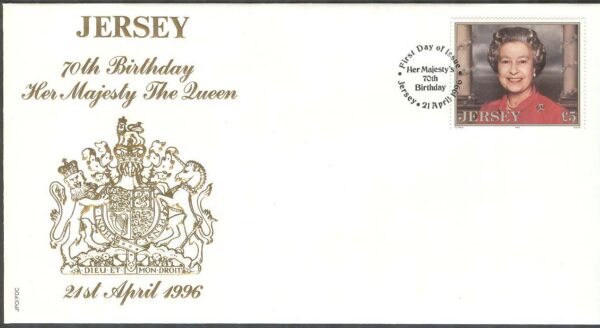 Jersey - FDC 1996-04-21 - Drottning Elisabeth II 70 år, 1 kpl