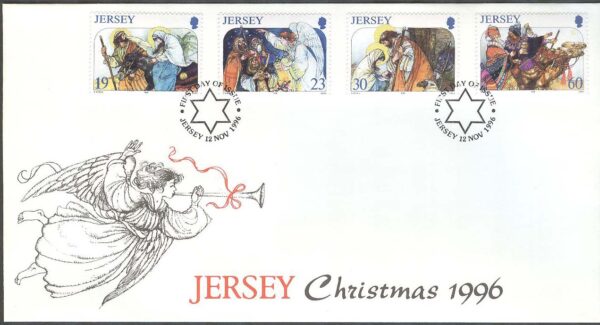 Jersey - FDC 1996-11-12 - Jul 1996 - Konst bla Kristi födelse, 4 kpl