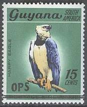Guyana – M Tj   15 Fåglar – Harpyja – Påtryck – Tjänste, märke **