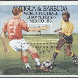 Antigua & Barbuda – M BL 115 VM i Fotboll i Mexiko 1986 -Påtryck, Block **