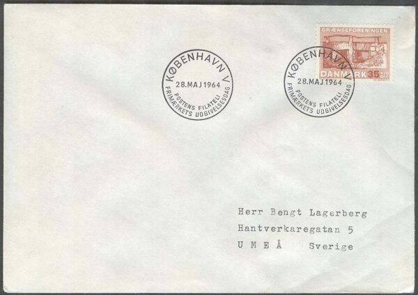 Danmark - FDC 1964-05-28 - Gränsföreningen, 1 kpl Adressat