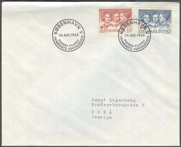 Danmark - FDC 1964-08-24 - Röda Korset - Prinsessor, 2 kpl Adressat