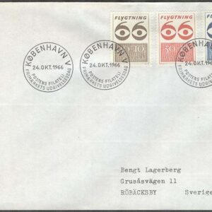 Danmark – FDC 1966-10-24 – Flyktingdagen, 3 kpl Adressat