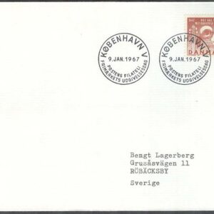 Danmark – FDC 1967-01-09 – Musikkonservatoriet 100 år, 1 kpl Adressat