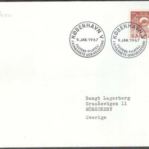 Danmark – FDC 1967-01-09 – Musikkonservatoriet 100 år, 1 kpl Adressat