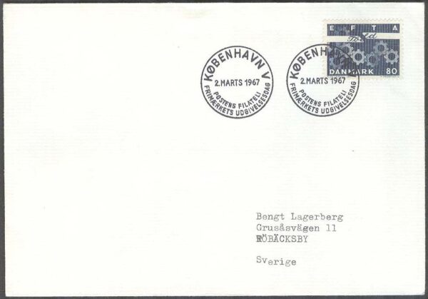 Danmark - FDC 1967-03-02 - EFTA, 1 kpl Adressat